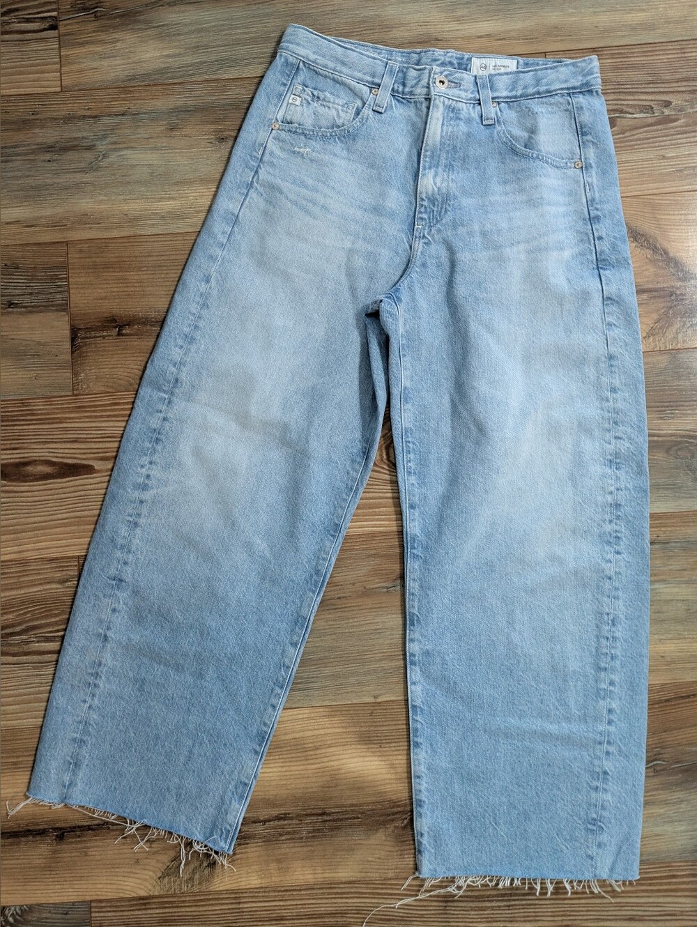 AG Adriano Goldschmied Hattie Crop High Rise Barrel Light Wash Denim Jeans 27